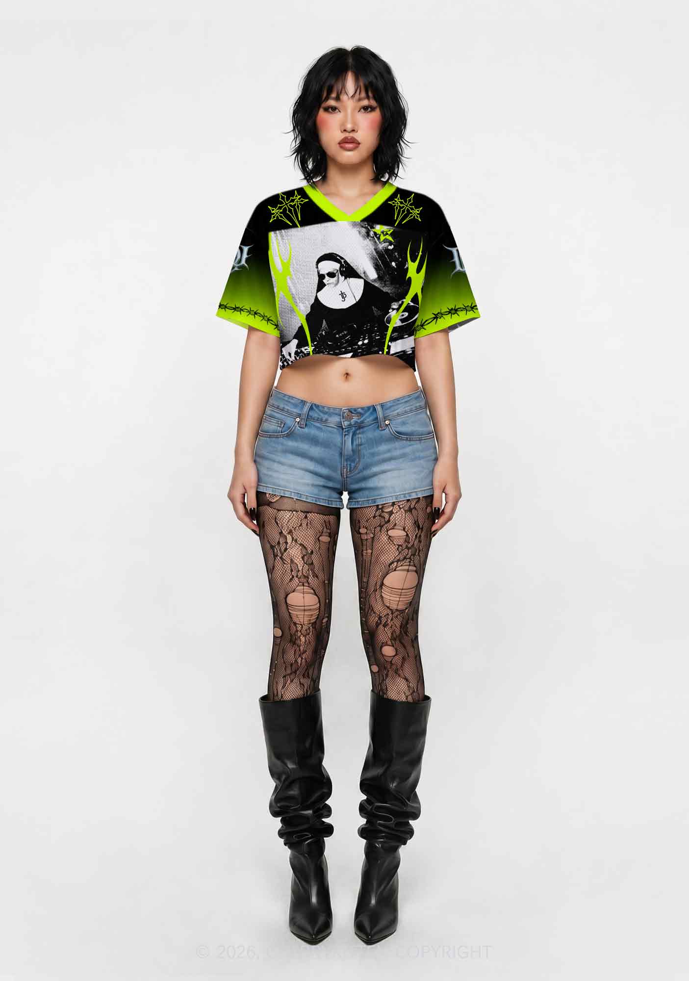 DJ Nun Y2K Crop Sport Jersey Shirts Cherrykitten