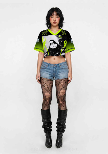 DJ Nun Y2K Crop Sport Jersey Shirts Cherrykitten