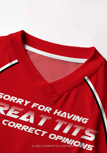 Sorry For Having Correct Opinions Y2K Crop Football Jersey Shirts Cherrykitten