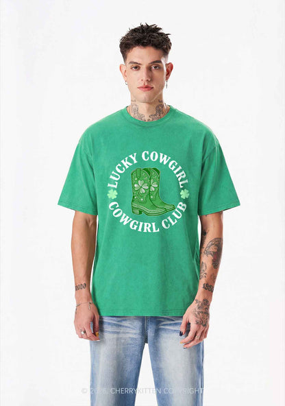 Lucky Cowgirl Club St Patricks Y2K Shirts Washed Tee Cherrykitten