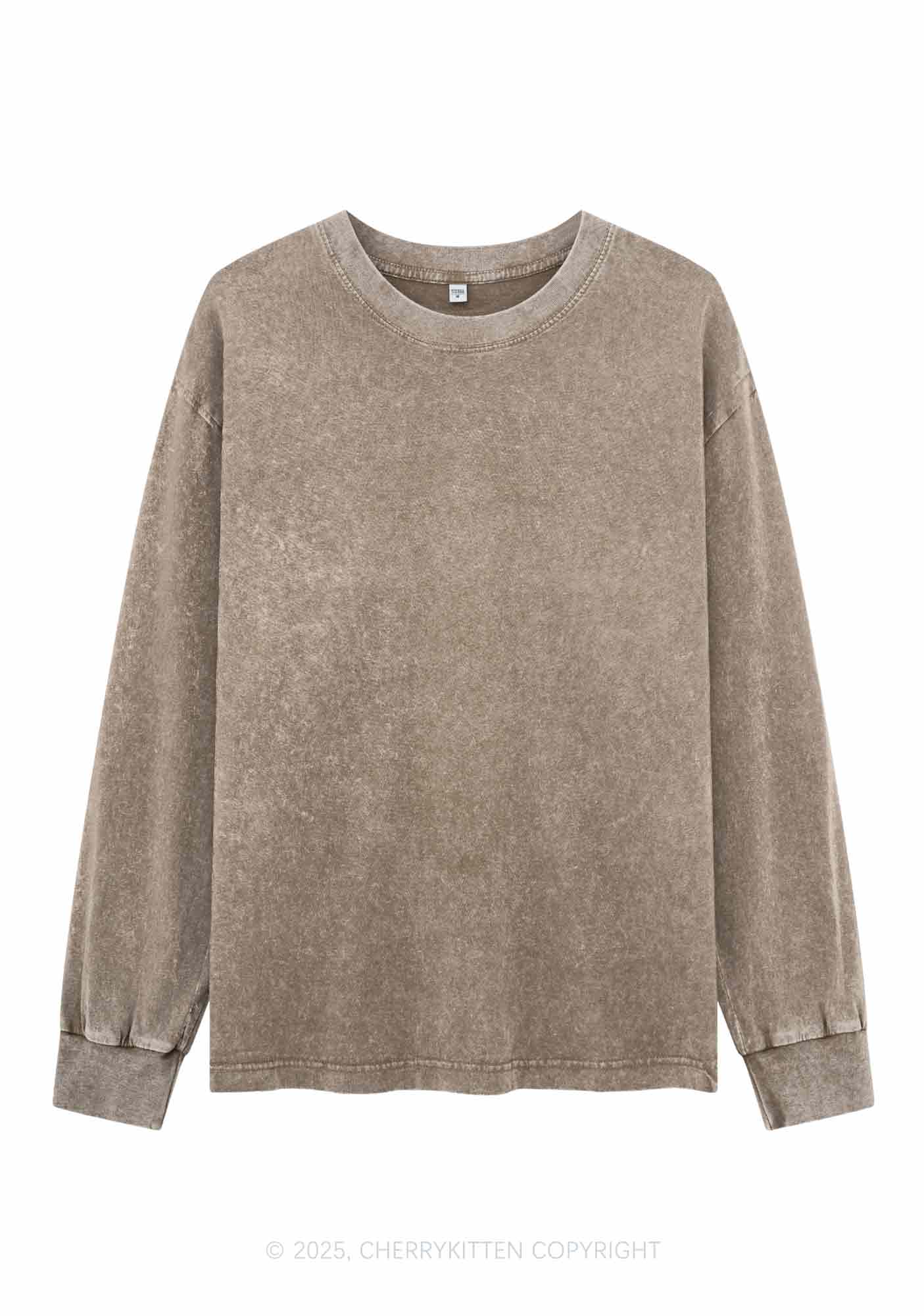 Plain Y2K Washed Long Sleeves Cherrykitten