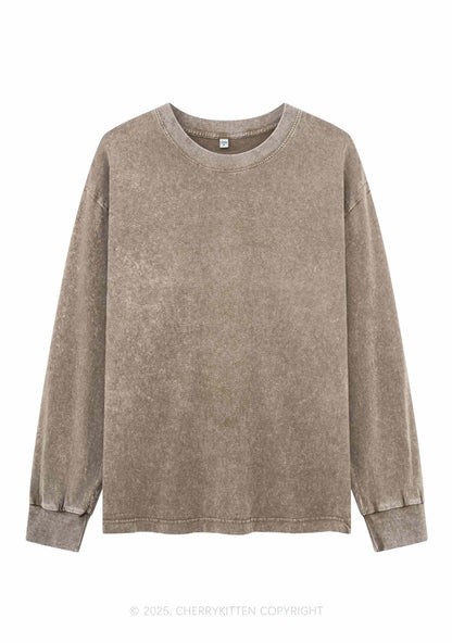 Plain Y2K Washed Long Sleeves Cherrykitten