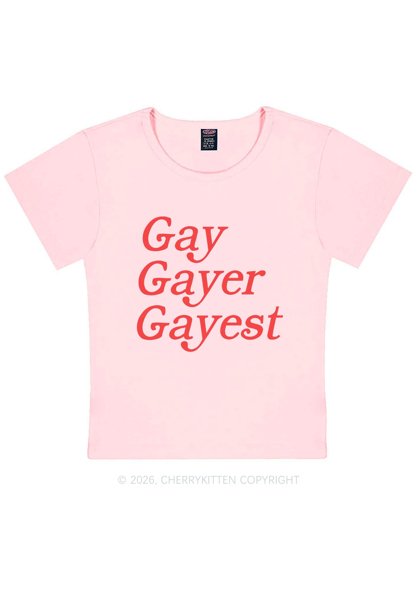 Gay Gayer Gayest Pride Y2K Baby Tee Cherrykitten