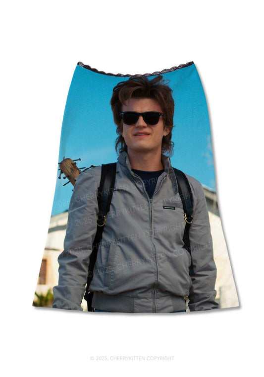 Jacket Daddy SH Y2K Print Midi Skirt Cherrykitten