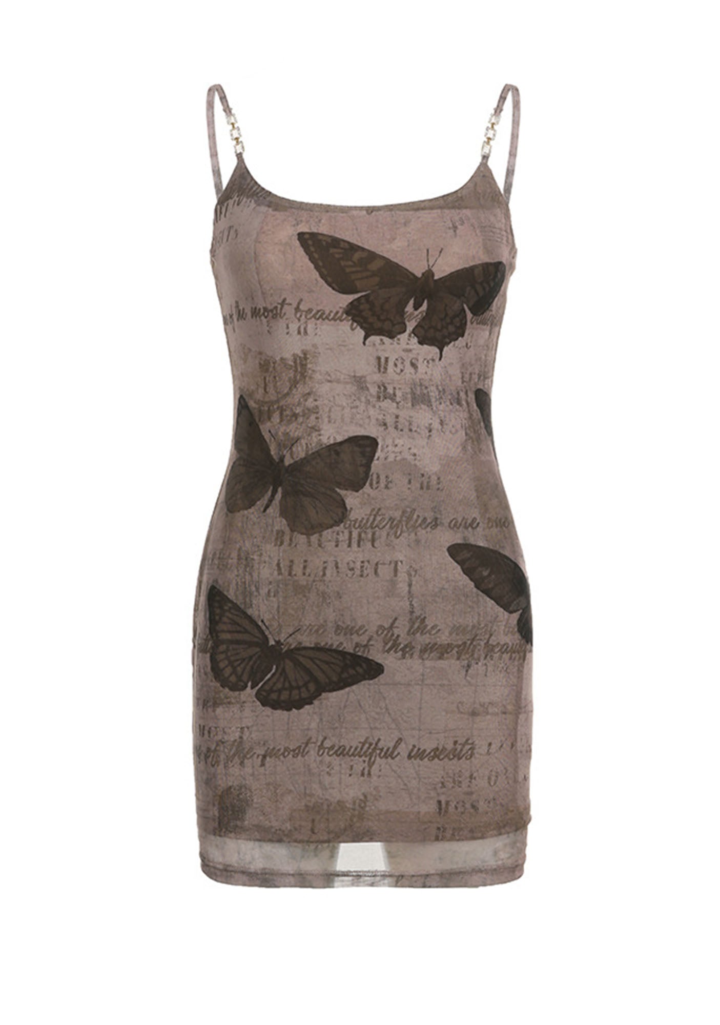 Vintage Butterfly Print Slip Dress