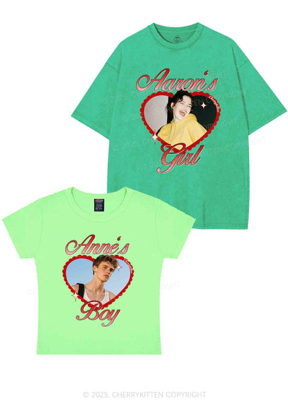 Custom Photo Heart Graphic Y2K Valentine's Day Couple Shirt Cherrykitten