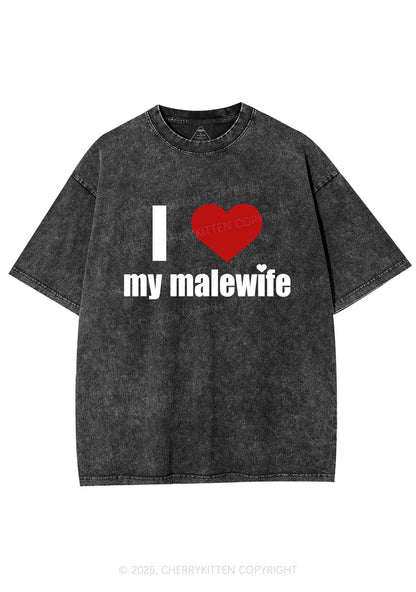 I Love My Malewife Pride Y2K Shirts Washed Tee Cherrykitten