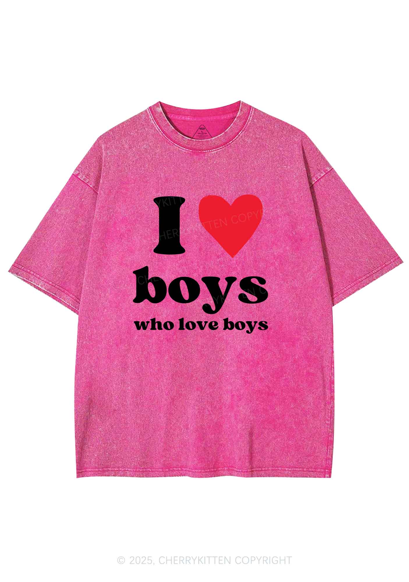 I Love Boys Pride Y2K Shirts Washed Tee Cherrykitten