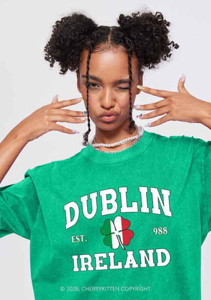 Dublin Ireland St Patricks Y2K Washed Tee Cherrykitten