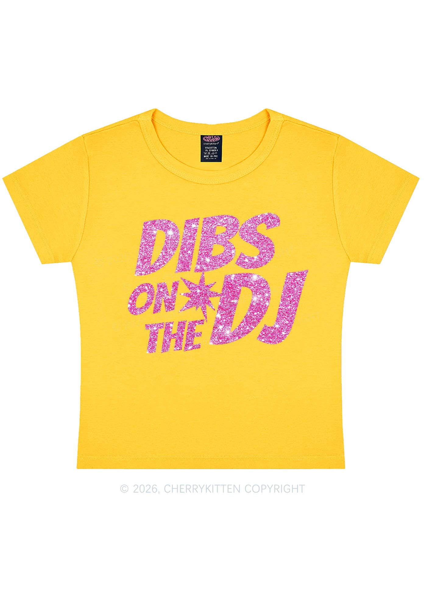 Glitter Dibs On The DJ Y2K Baby Tee Cherrykitten