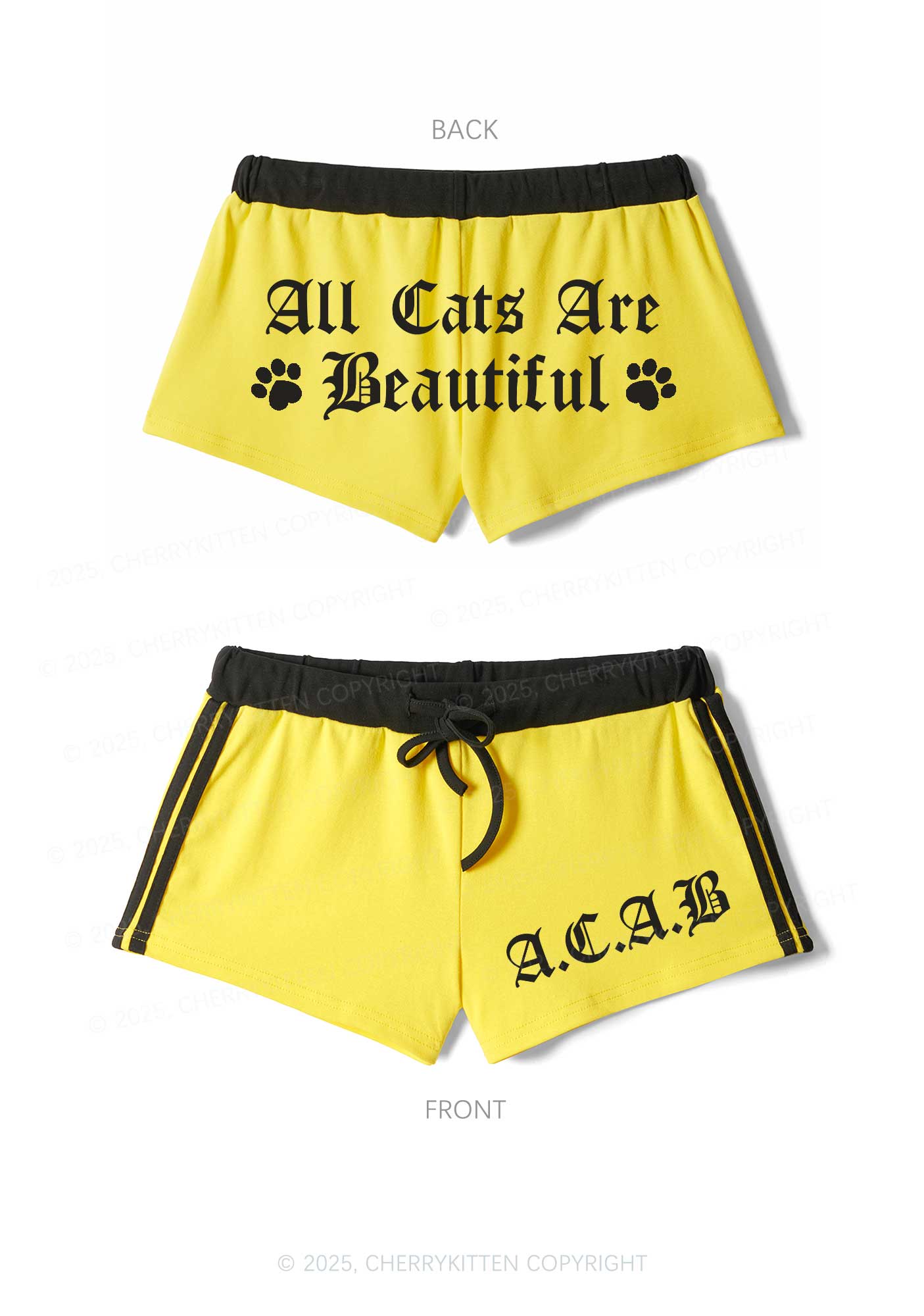 ACAB Cats Y2K Drawstring Mini Shorts Cherrykitten