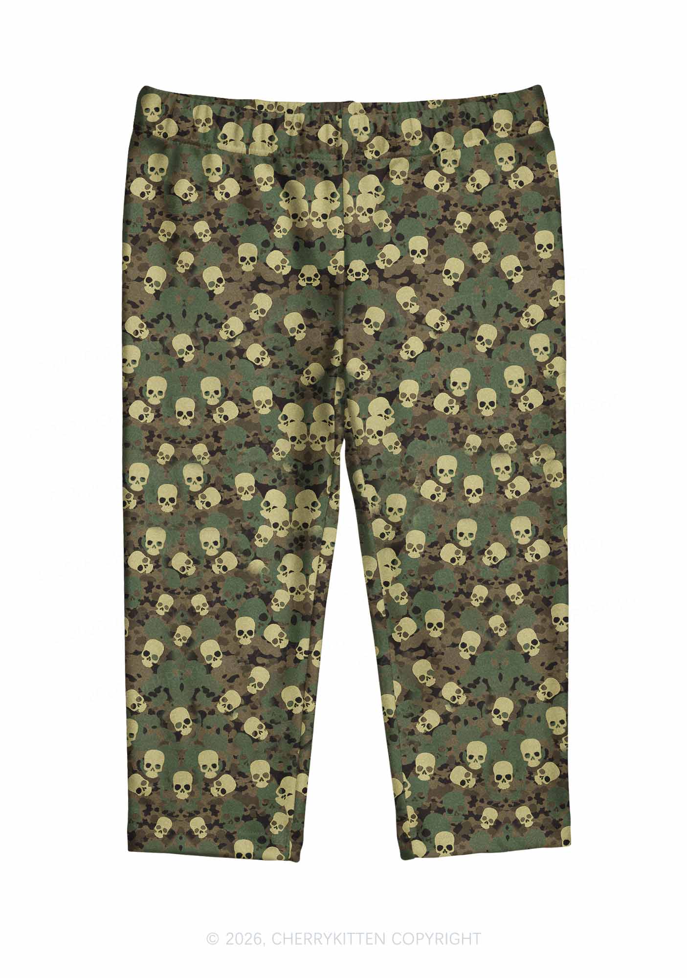Halloween Camouflage Skull Y2K Print Capri Pants Cherrykitten