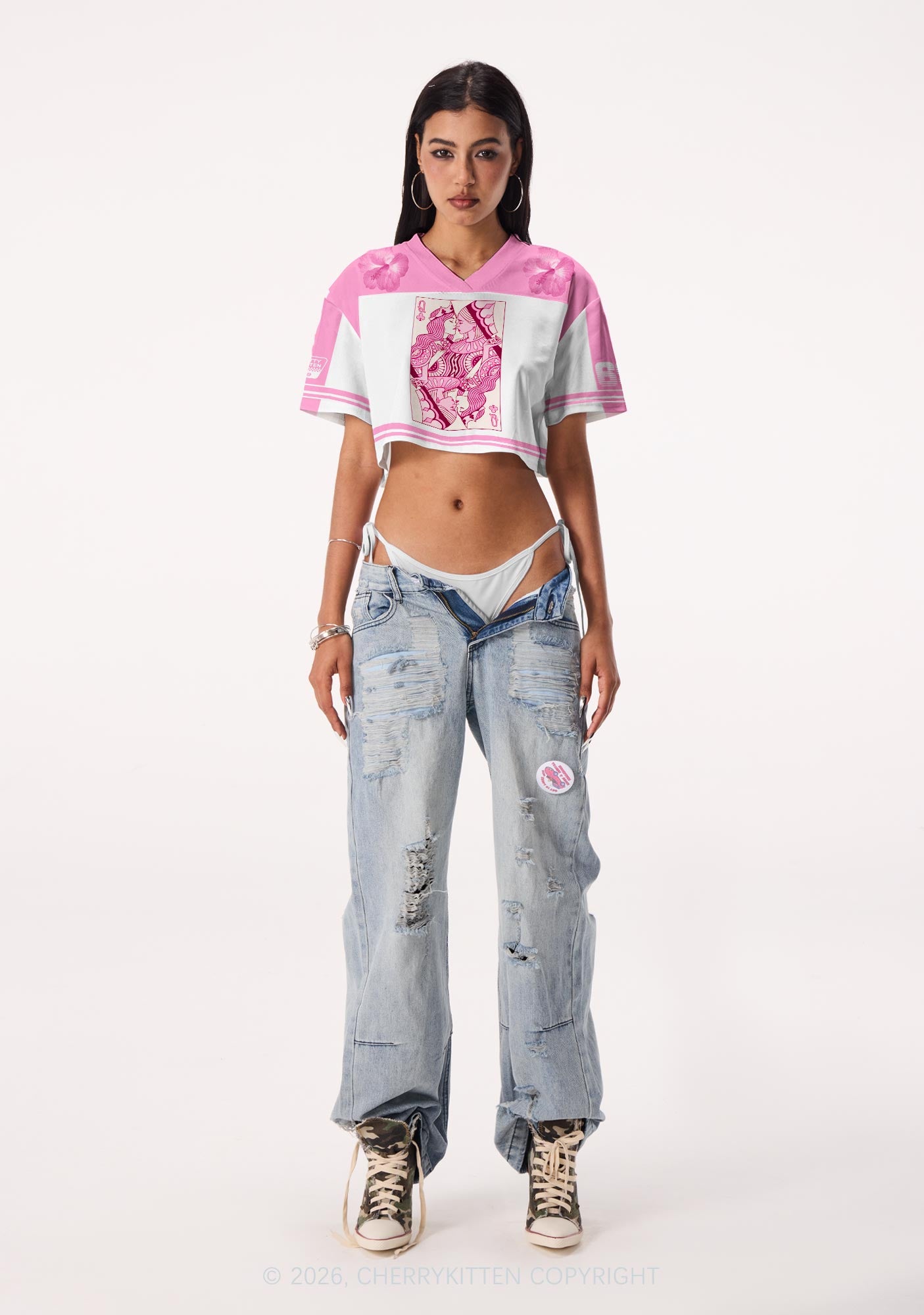 Lesbian Queen Pride Y2K Crop Sport Jersey Shirts Cherrykitten