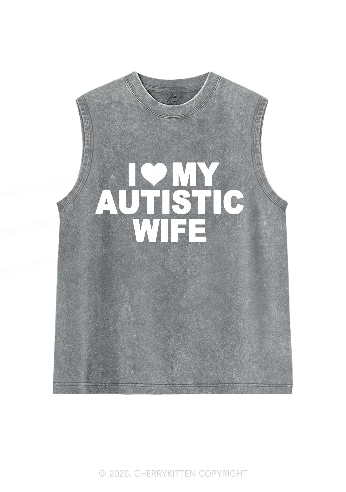 I Love My Autistic Wife Y2K Washed Muscle Tank Cherrykitten