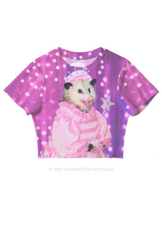 Magic Pink Ratz Y2K Mesh Crop Top Cherrykitten