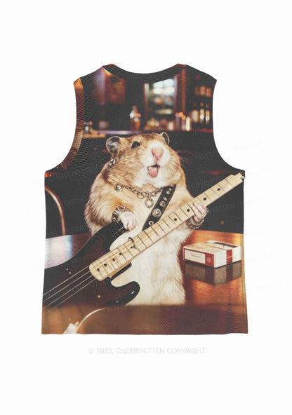 Hamster Bassist Techno Y2K Mesh Muscle Tank Cherrykitten