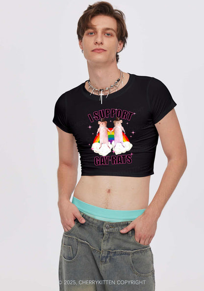 Support Gay Rats Pride Y2K Baby Tee Cherrykitten