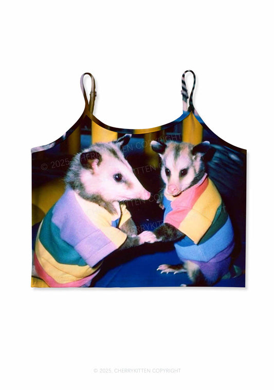 Gay Rats Pride Y2K Print Cami Crop Top Cherrykitten