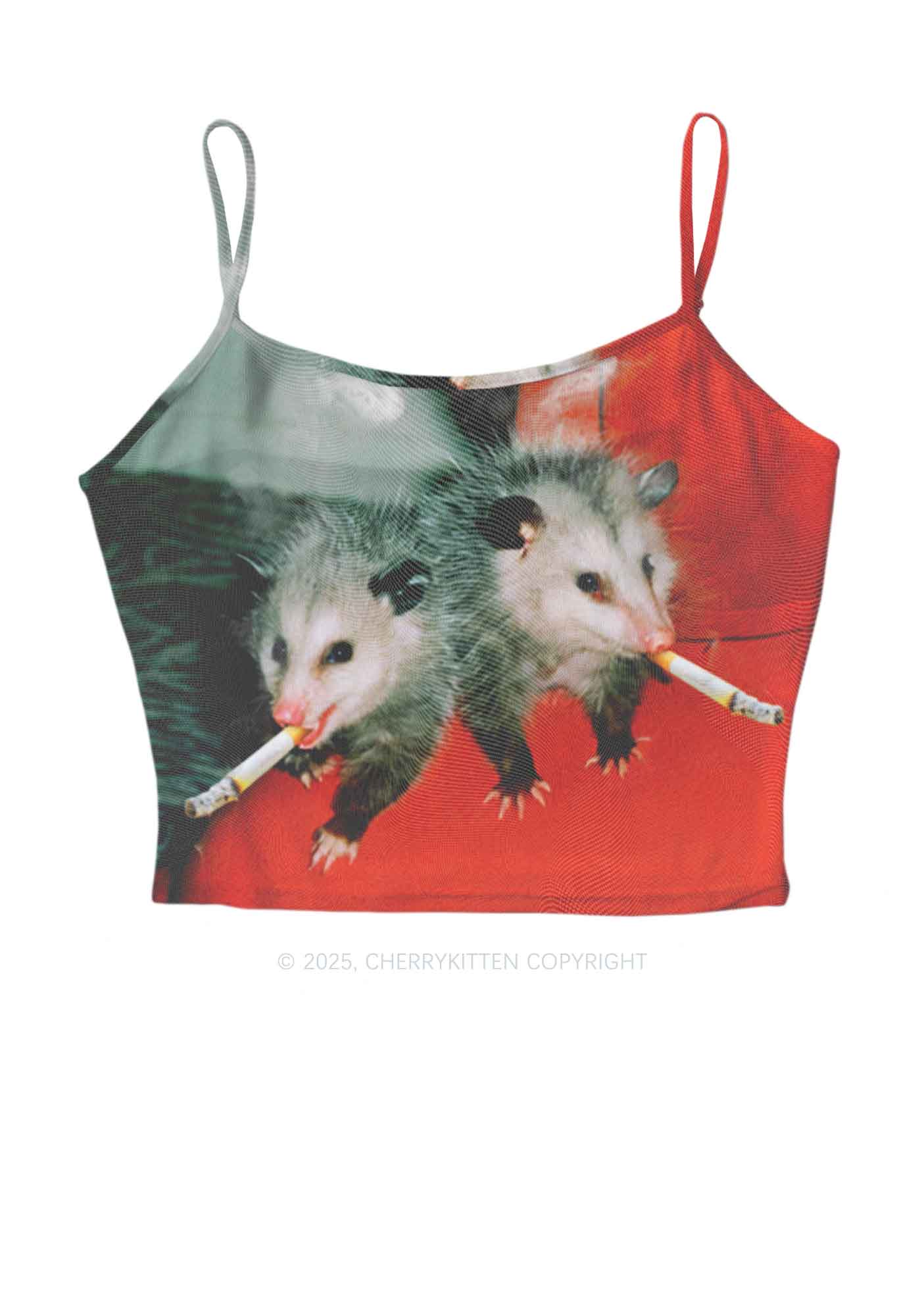 Smoking Badass Rats Y2K Mesh Cami Tank Cherrykitten