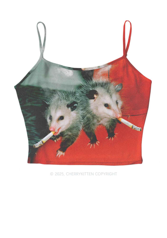 Smoking Badass Rats Y2K Mesh Cami Tank Cherrykitten