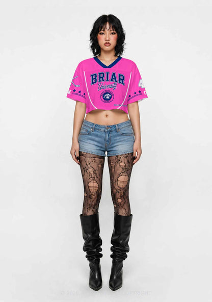 Pink Hockey Team JT Y2K Crop Sport Jersey Shirts Cherrykitten