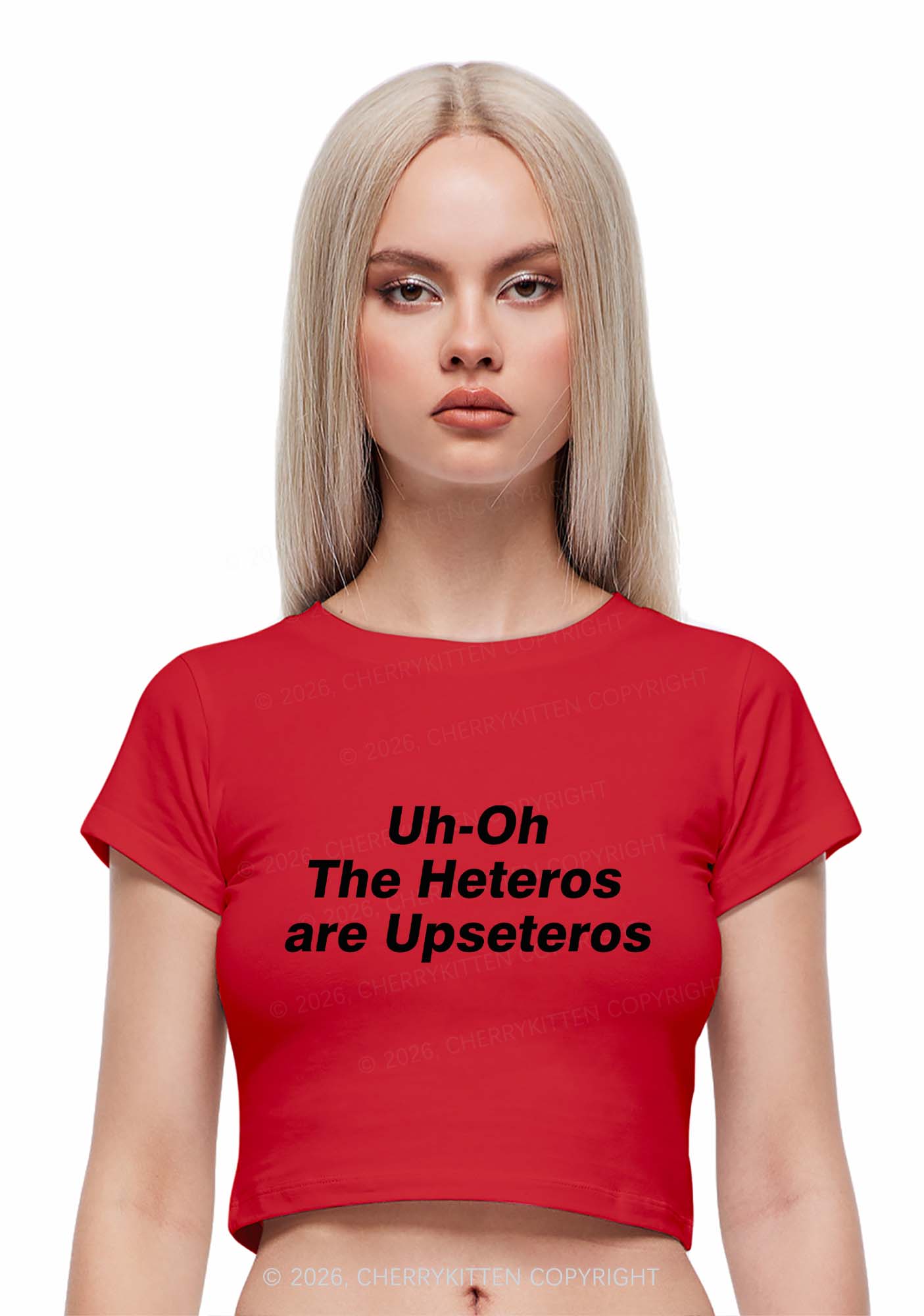 The Heteros Are Upseteros Pride Y2K Baby Tee Cherrykitten