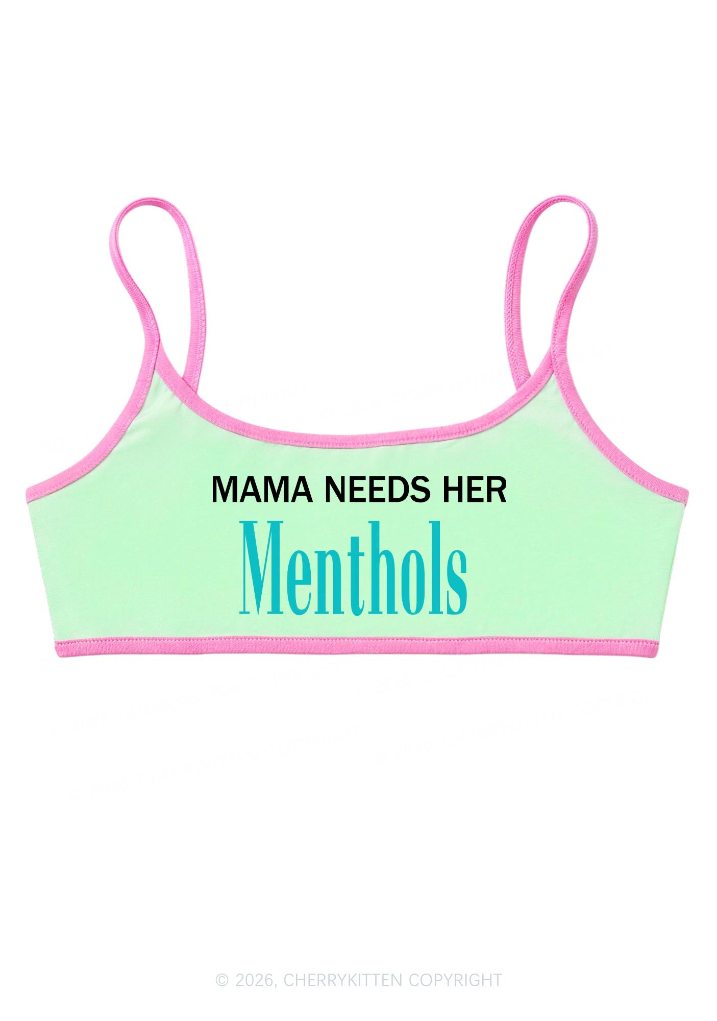 Mama Needs Her Menthols Y2K Super Crop Cami Cherrykitten