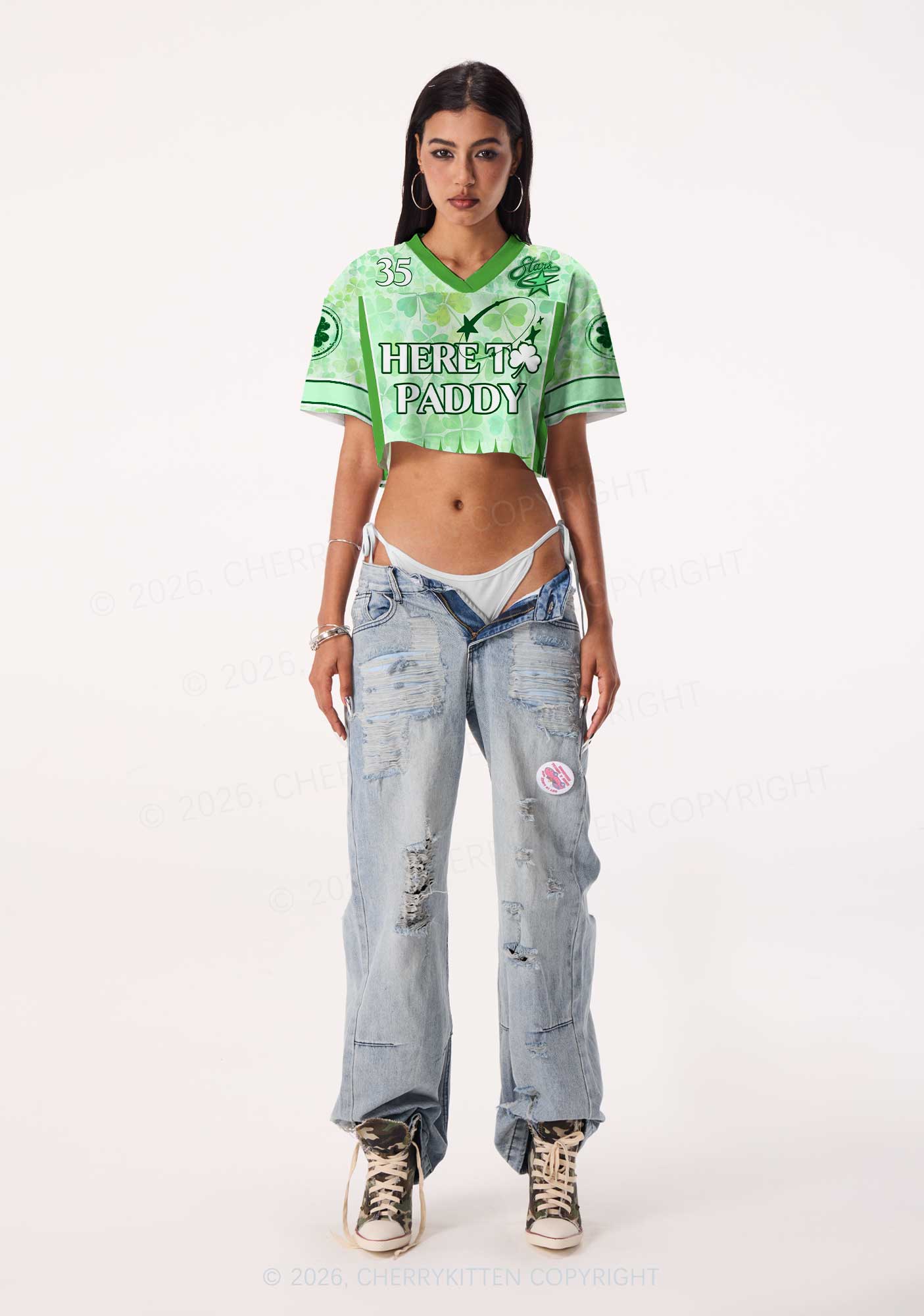 Custom Here To Paddy St Patricks Y2K Crop Sport Jersey Shirts Cherrykitten