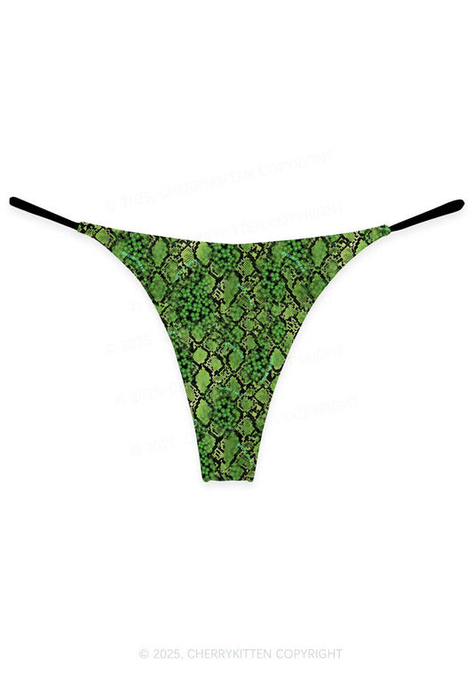 Clover Snake Pattern St Patricks Y2K Print Bikini String Thong Cherrykitten