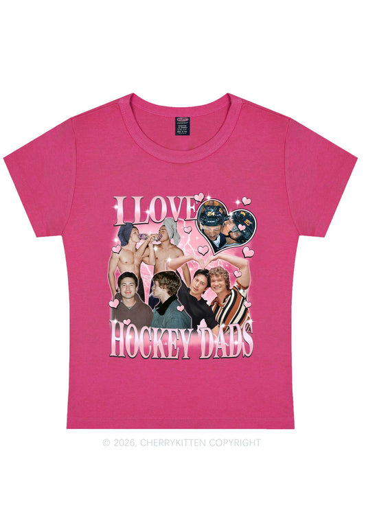 Pink Heart I Love Hockey Dads HR Y2K Baby Tee Cherrykitten