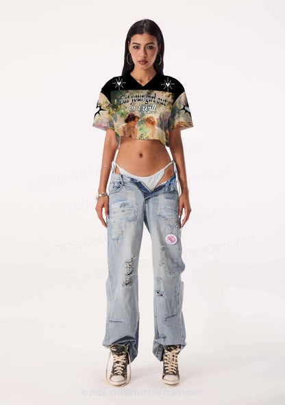 Eat Your Girl Out Or I Will Pride Y2K Crop Sport Jersey Shirts Cherrykitten