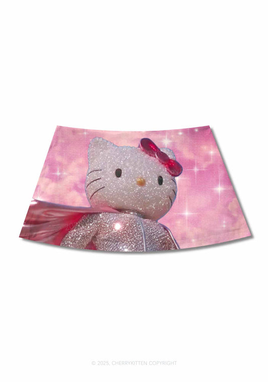 Diamond Kitten Y2K Print Mini Skirt Cherrykitten