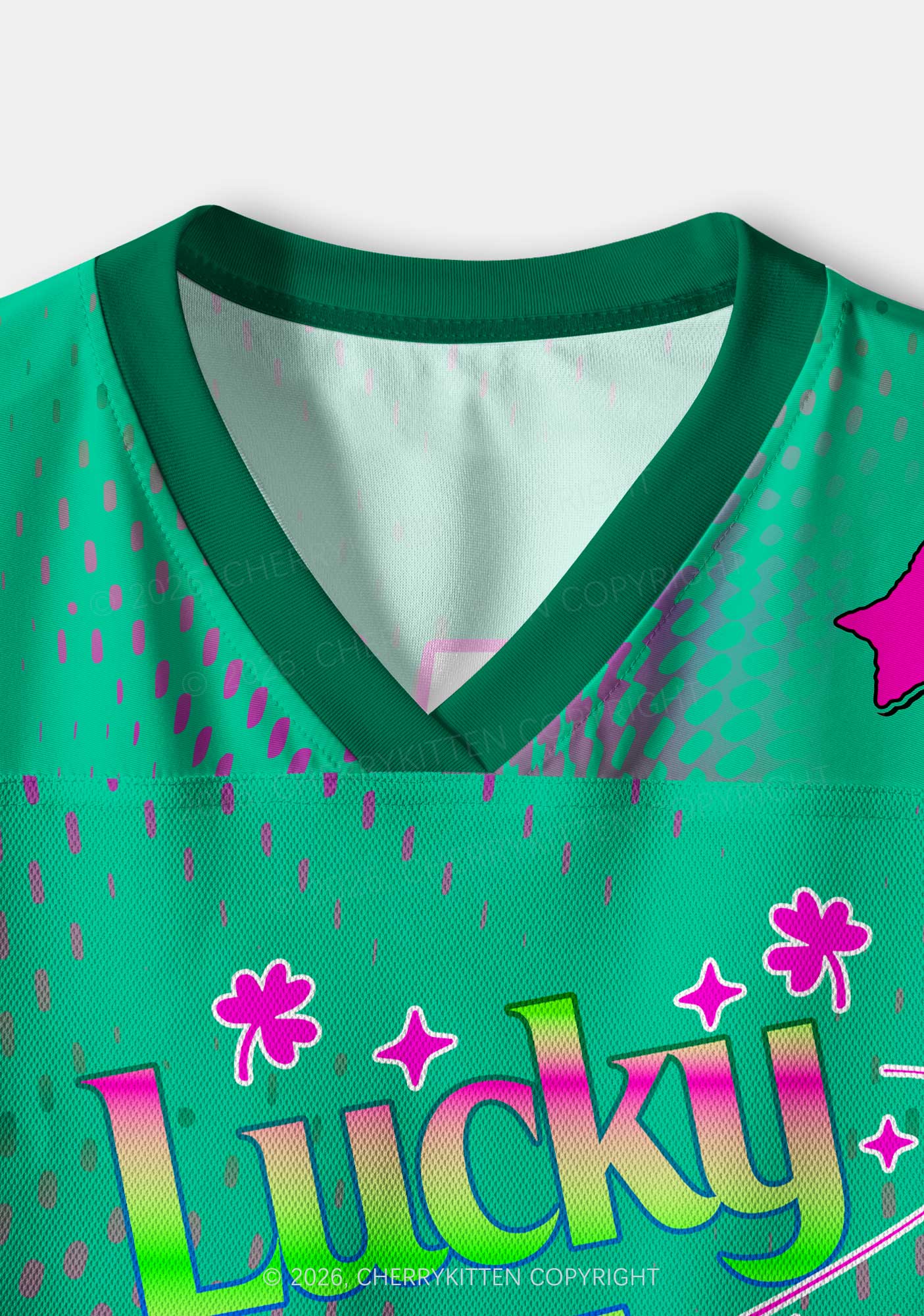 Custom Lucky Girl Pink Shamrock St Patricks Y2K Crop Sport Jersey Shirts Cherrykitten