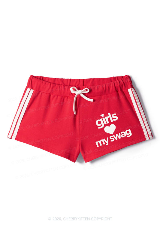 Girls Love My Swag Pride Y2K Drawstring Mini Shorts Cherrykitten