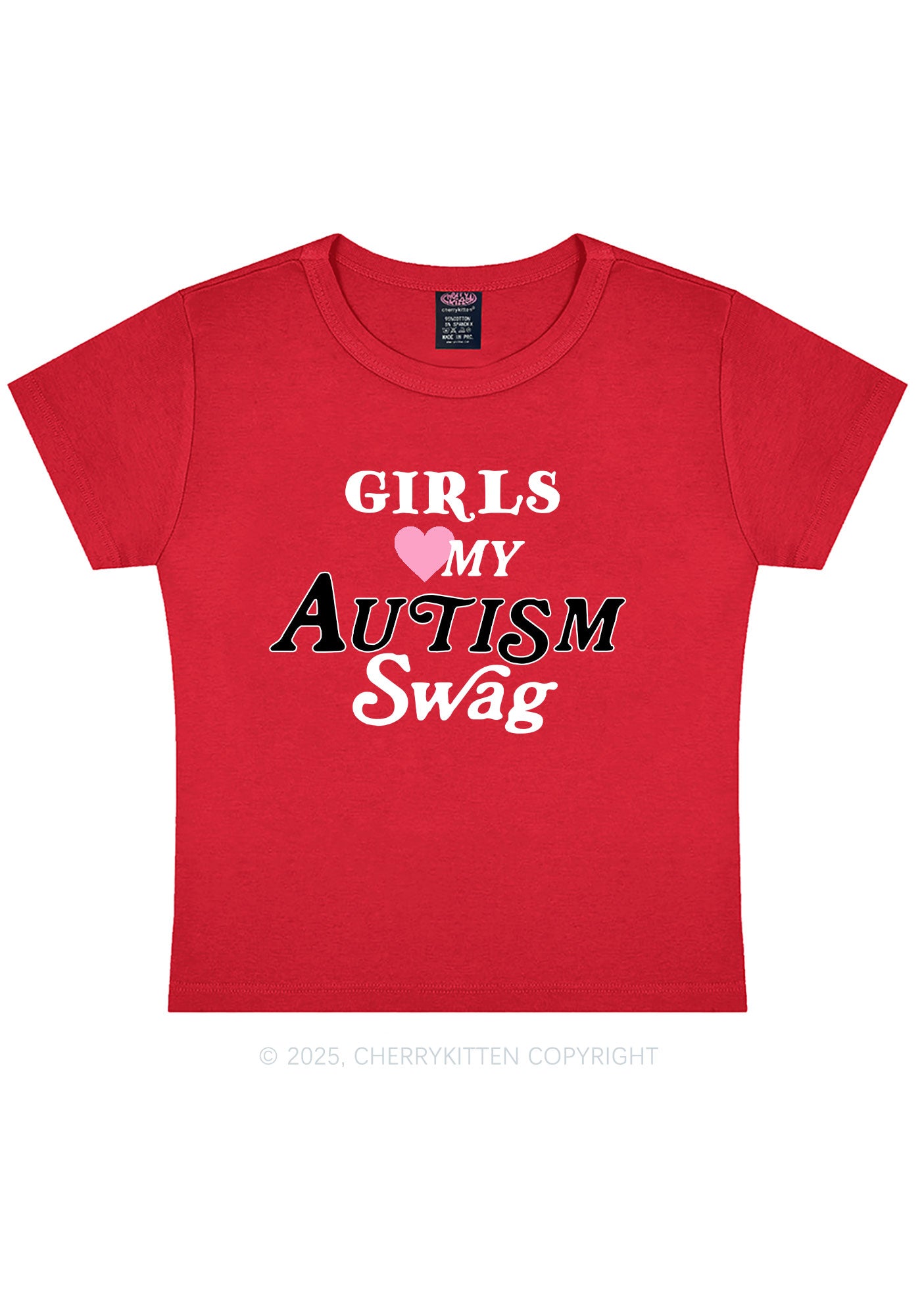 Girls Love Autism Swag Y2K Baby Tee Cherrykitten