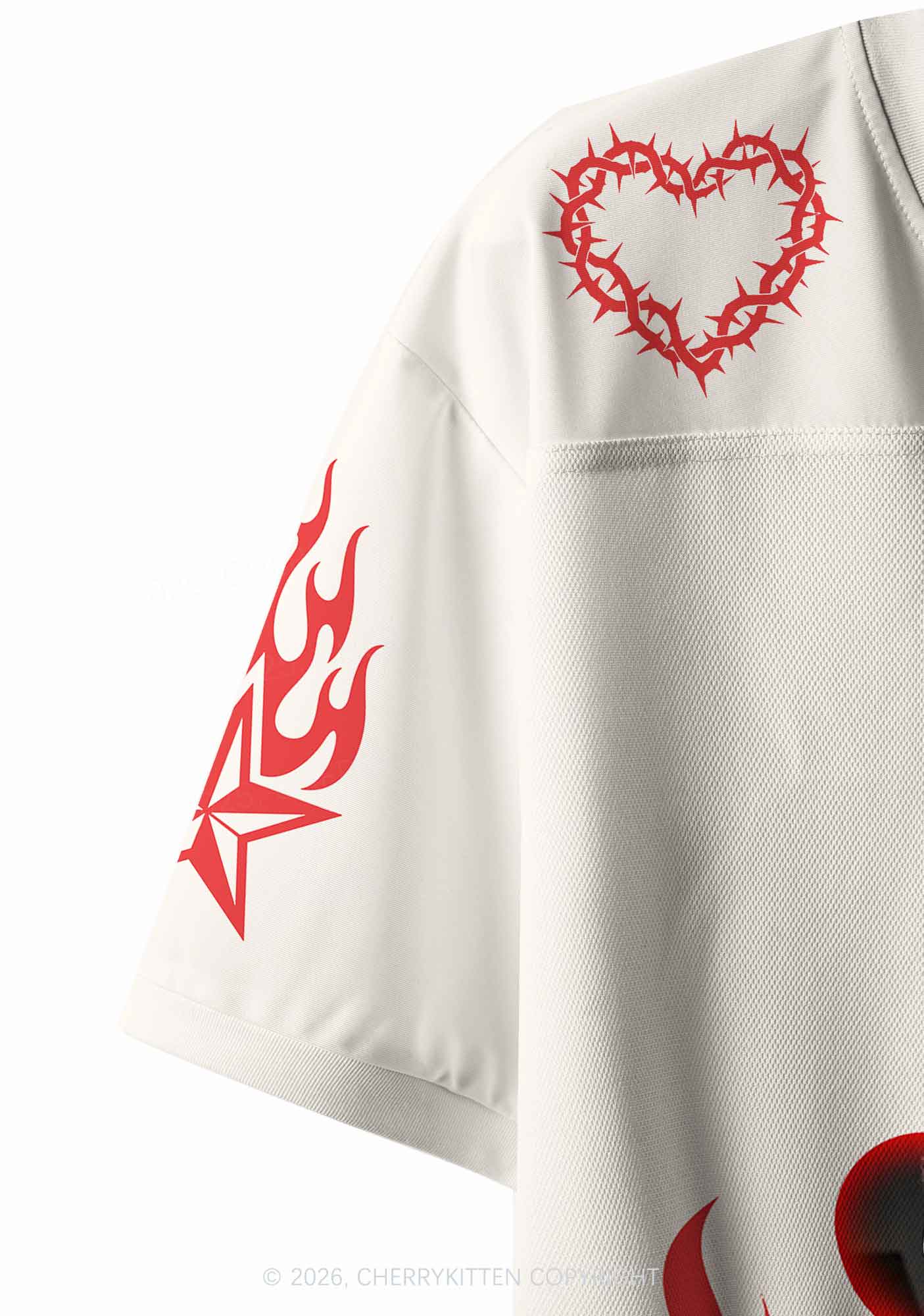 Creamy White Custom GF BF Photo Y2K Crop Sport Jersey Shirts Cherrykitten