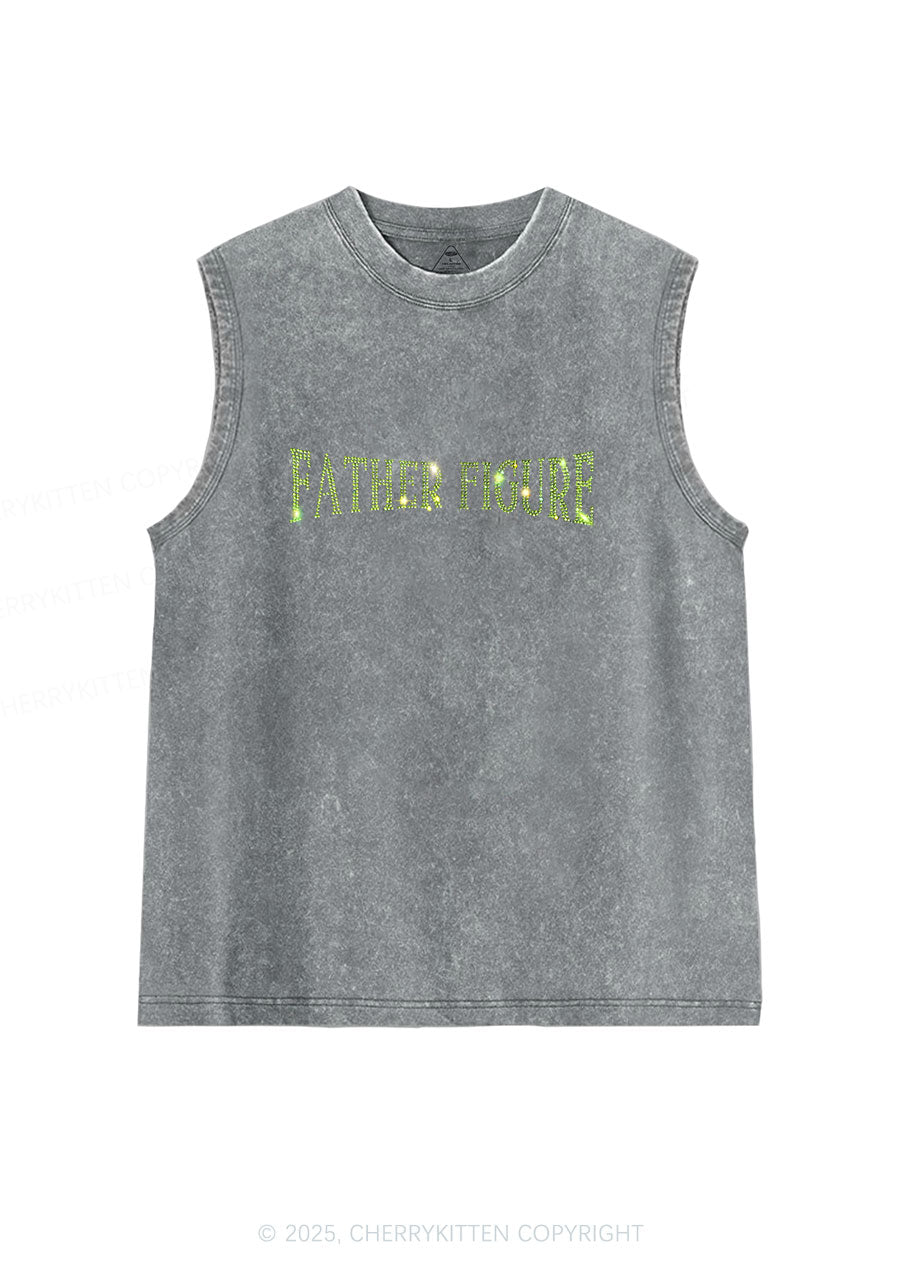 Rhinestone Father Figure Y2K Washed Muscle Tank Cherrykitten
