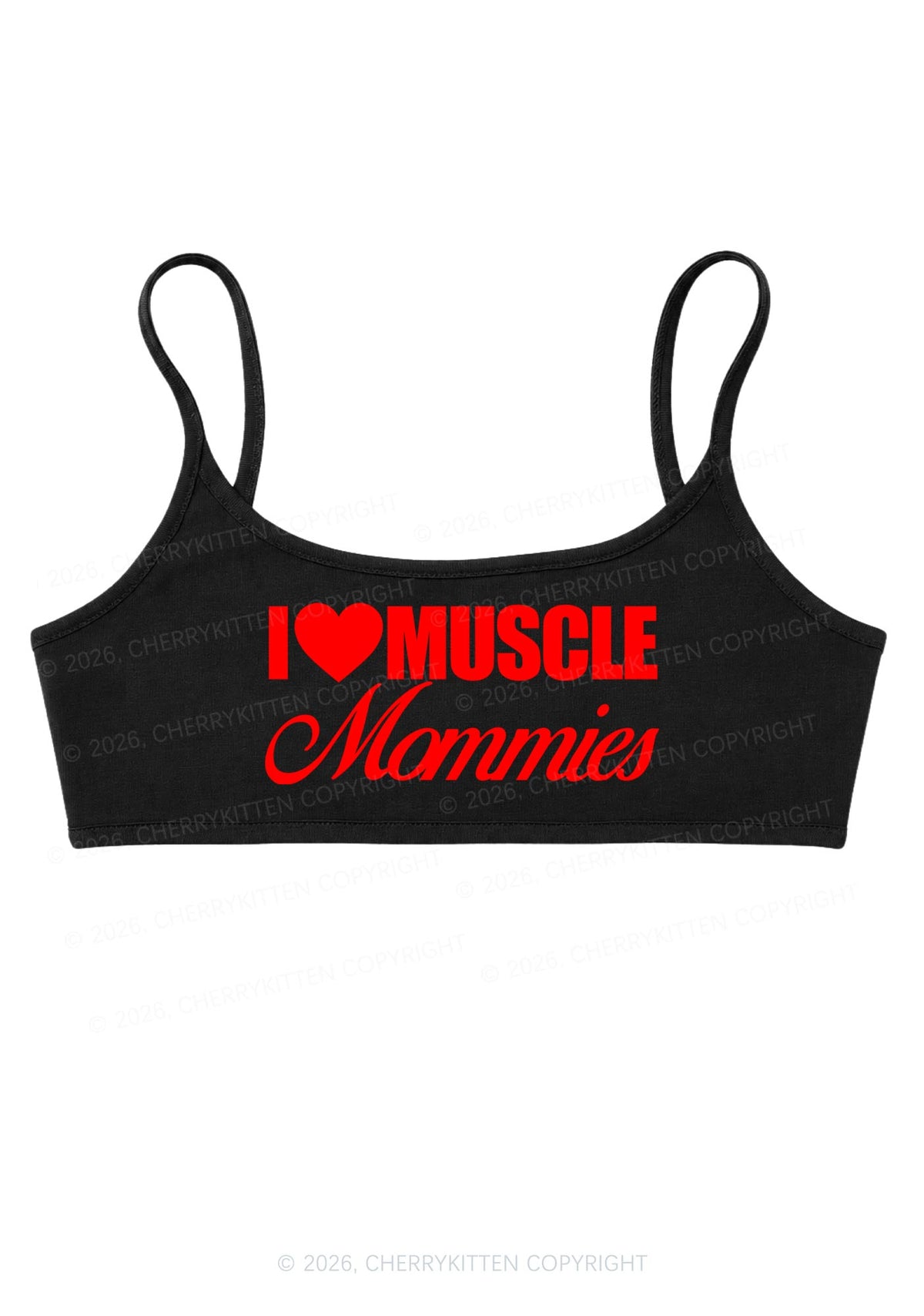 I Love Muscle Mommies Y2K Super Crop Cami Cherrykitten