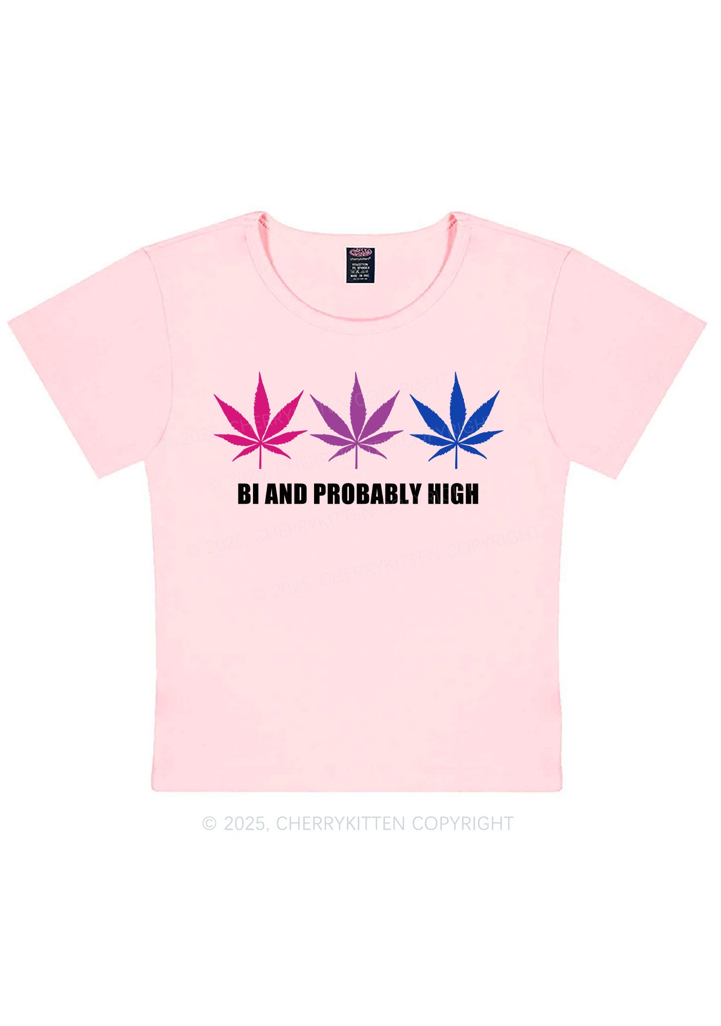 Bi Probably High Pride Y2K Baby Tee Cherrykitten