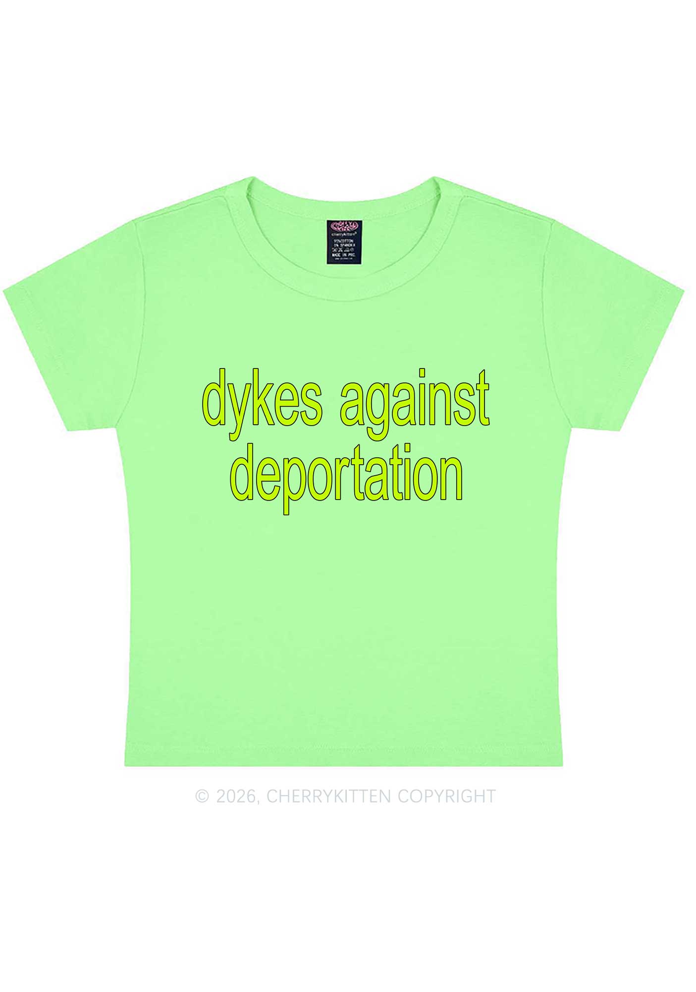 Dykes Against Deportation Pride Y2K Baby Tee Cherrykitten
