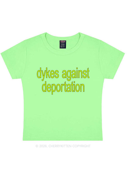Dykes Against Deportation Pride Y2K Baby Tee Cherrykitten