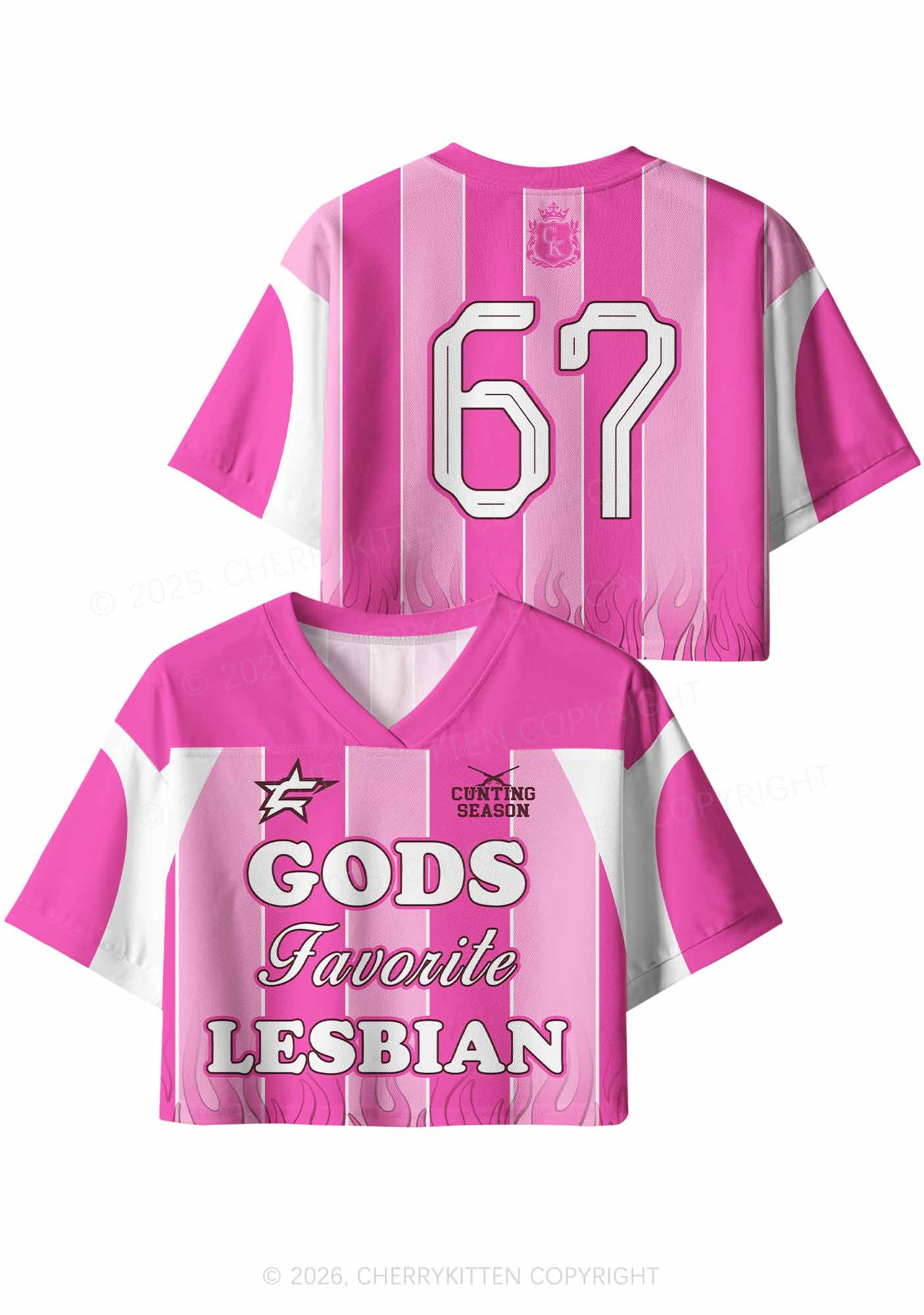 Hot Pink Gods Favorite Lesbian Pride Y2K Crop Sport Jersey Shirts Cherrykitten