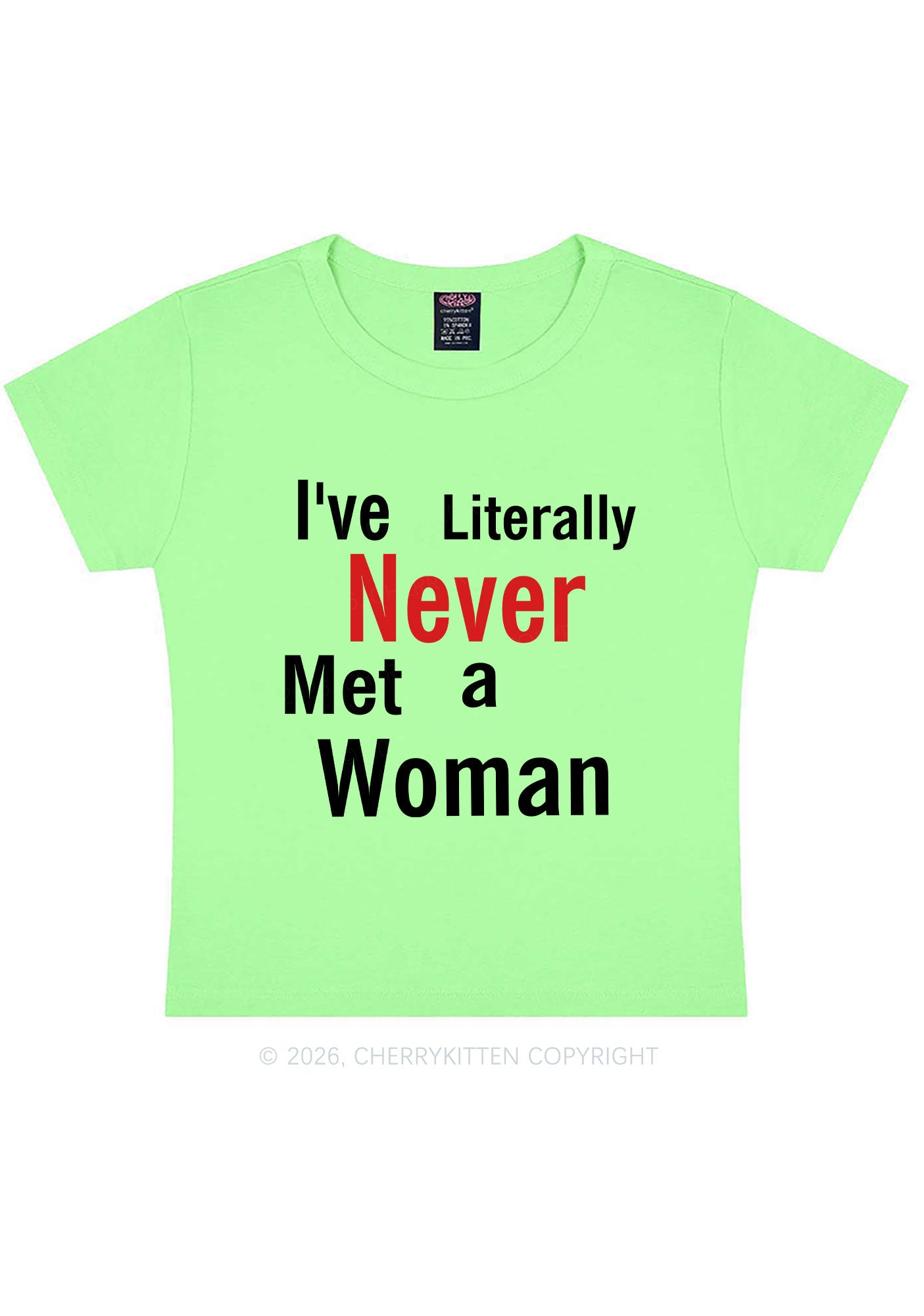 Never Met A Woman Pride Y2K Baby Tee Cherrykitten