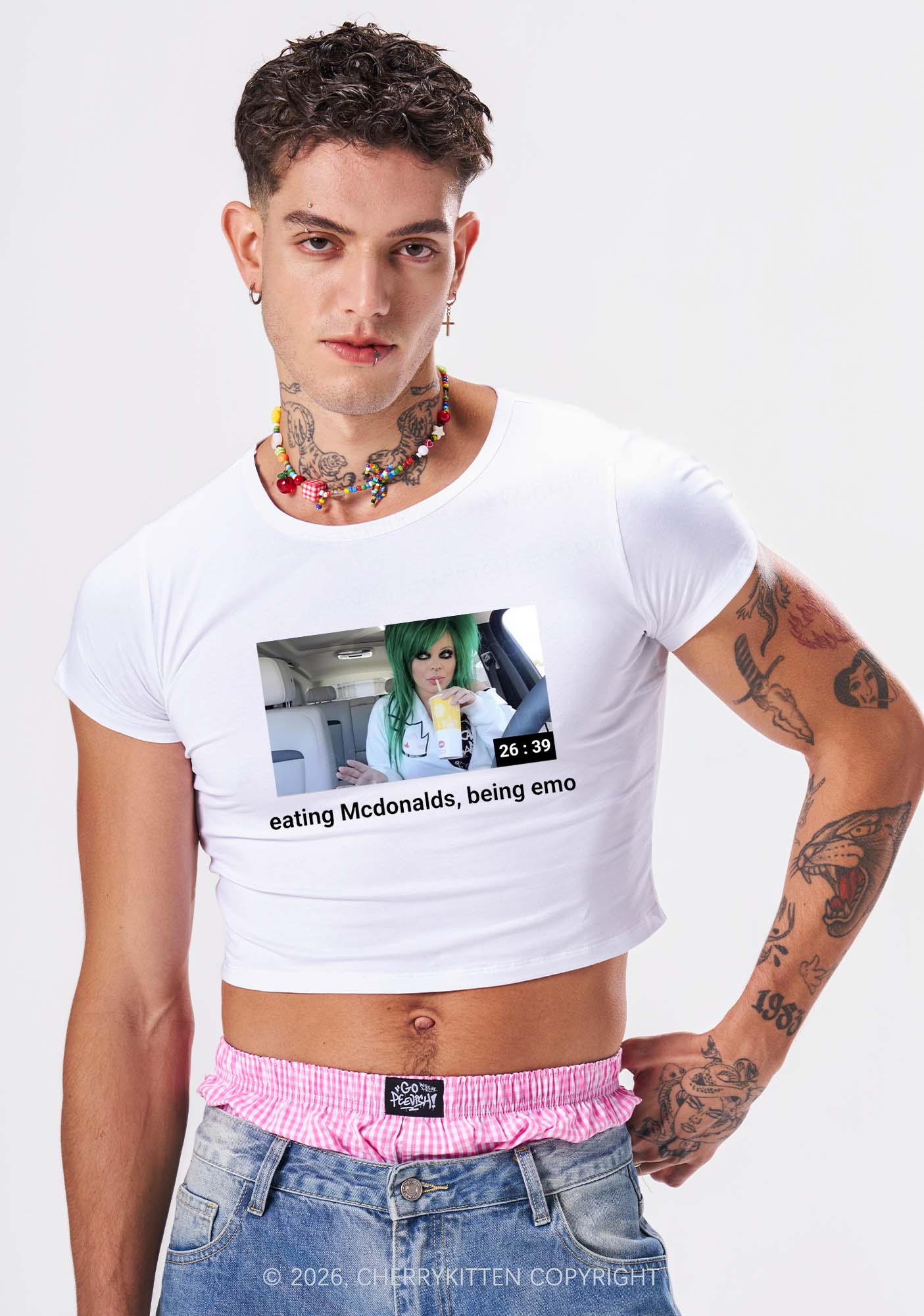 Eating Being Emo Y2K Baby Tee Cherrykitten