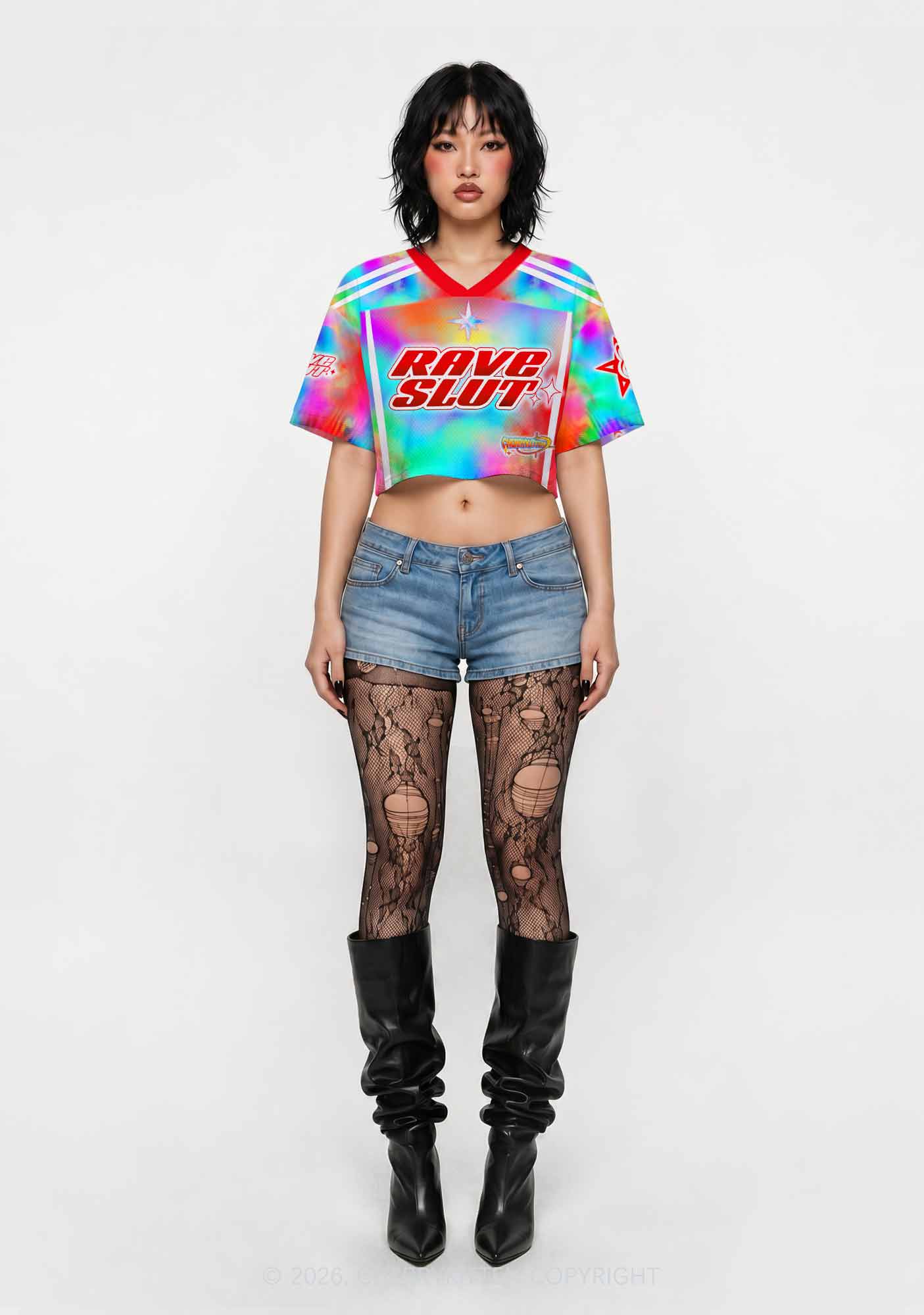 Rave Slxt Tie Dye Y2K Crop Sport Jersey Shirts Cherrykitten