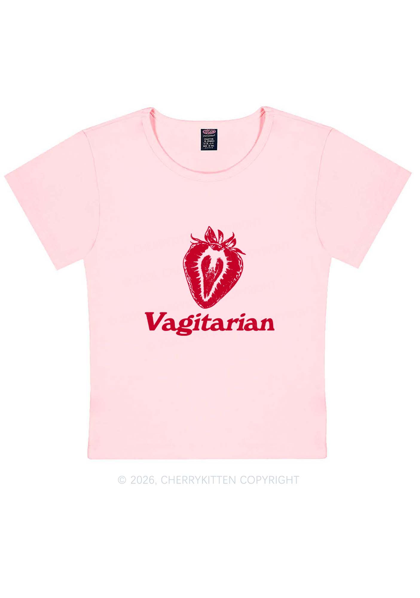 Vagitarian Strawberry Pride Y2K Baby Tee Cherrykitten
