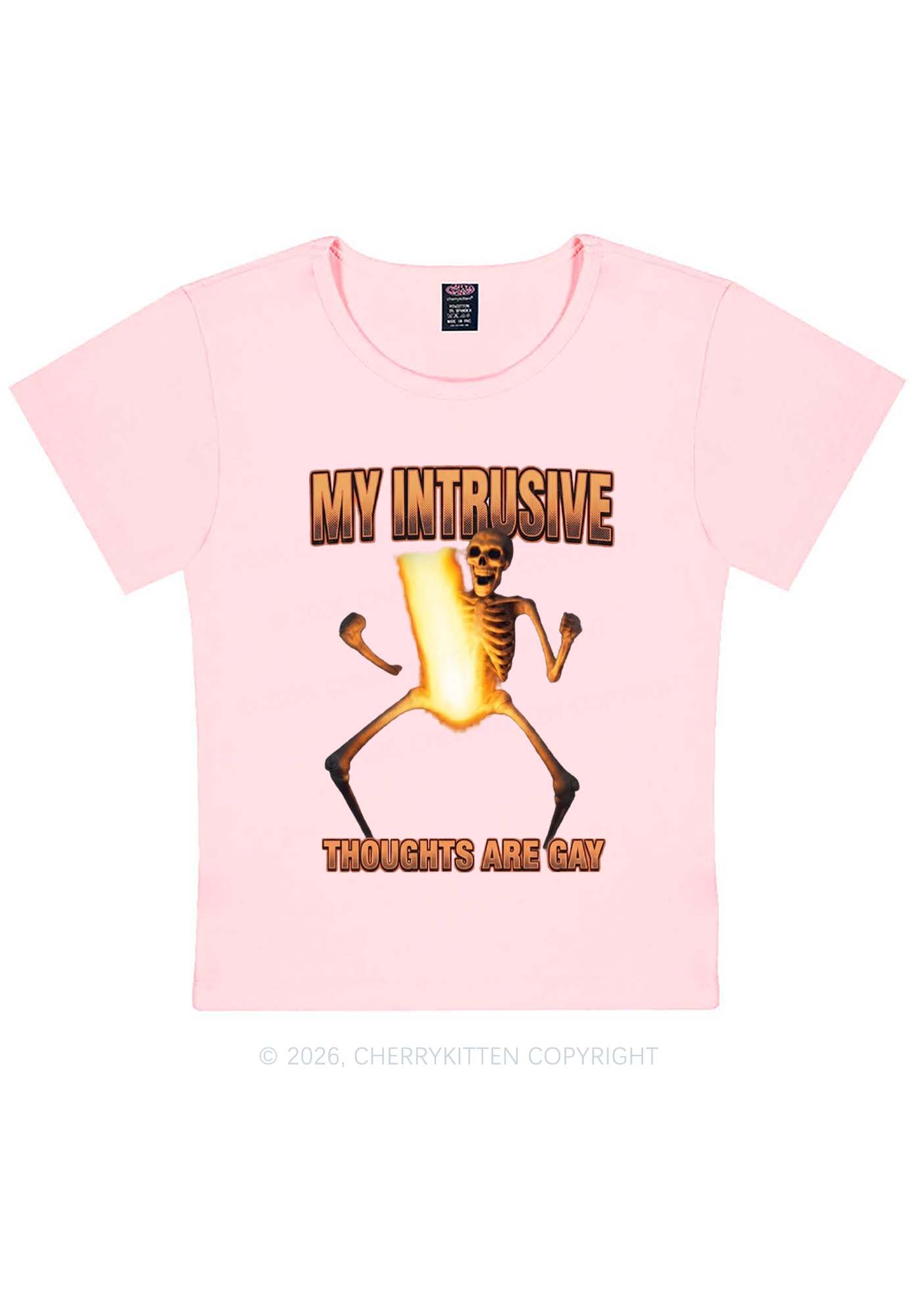 My Intrusive Thoughts Are Gay Pride Y2K Baby Tee Cherrykitten