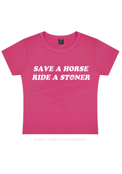 Save Horse Ride Stoner Y2K Baby Tee Cherrykitten
