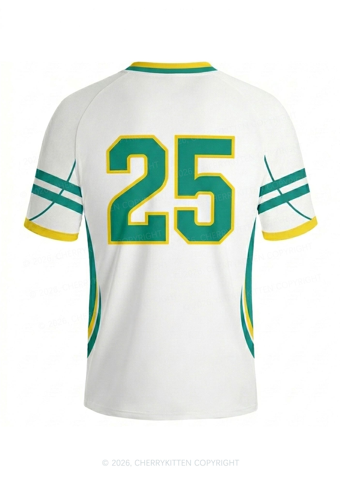 Green Yellow Stripes K Y2K Football Jersey Shirts Cherrykitten