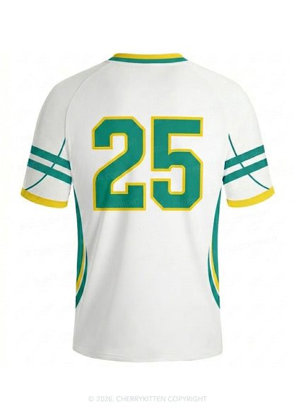 Green Yellow Stripes K Y2K Football Jersey Shirts Cherrykitten